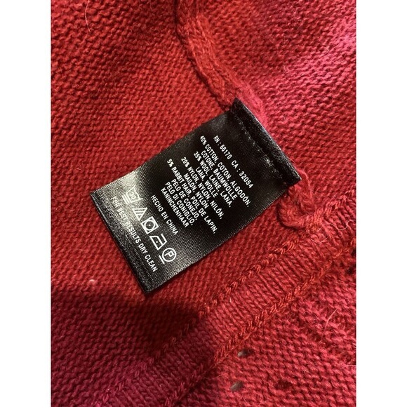 Knitted & Knotted Red Eyelet Collared Open Knit Sweater Wool Blend L - Picture 6 of 6